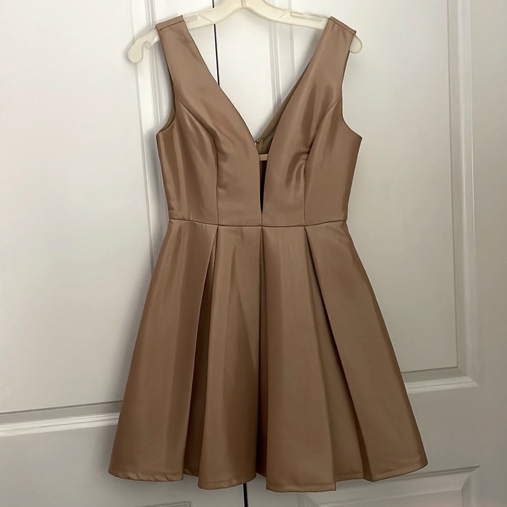 Forever 21 gold skater cut mini dress